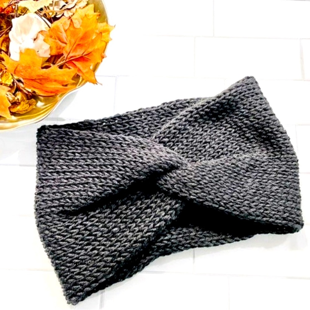 Black Knit Twisted Headband -Women’s Earwarmer - Winter